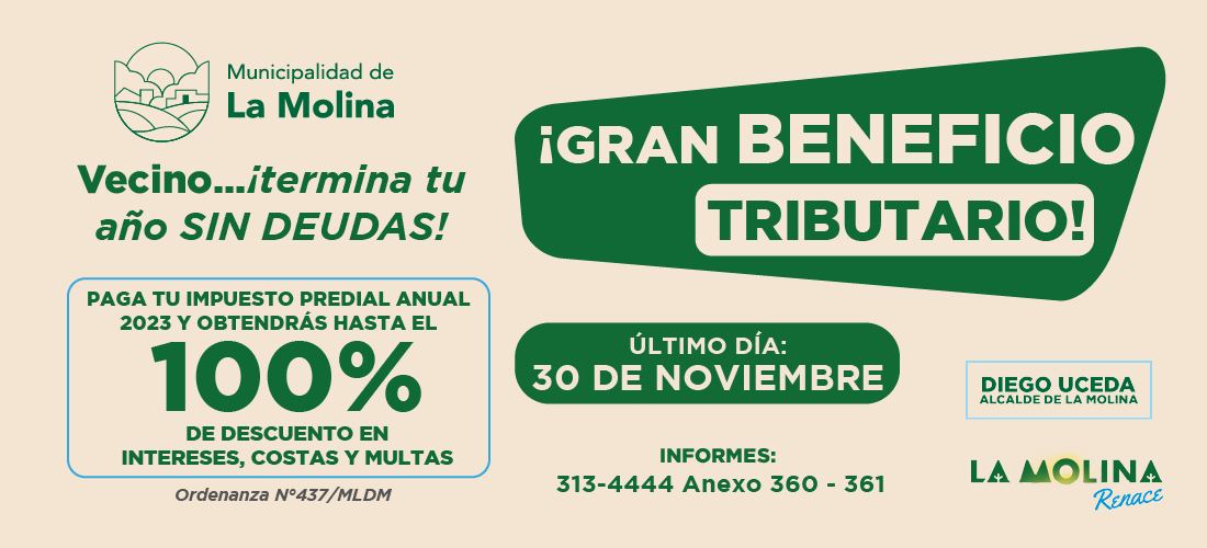 Fotografía publicada por la Municipalidad de La Molina con el comunicado "La Municipalidad de La Molina aprueba extraordinarios beneficios tributarios par"