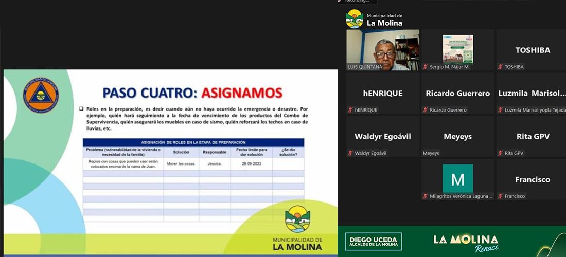 Fotografía publicada por la Municipalidad de La Molina con el comunicado "Vecinos reciben recomendaciones ante posibles emergencias"