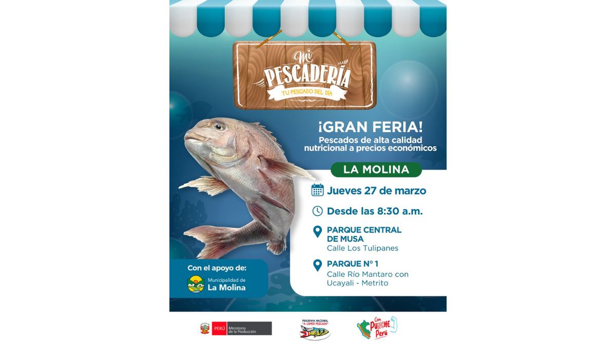 Fotografía publicada por la Municipalidad de La Molina con el comunicado "ALIMENTACIÓN MÁS NUTRITIVA CON “A COMER PESCADO”"