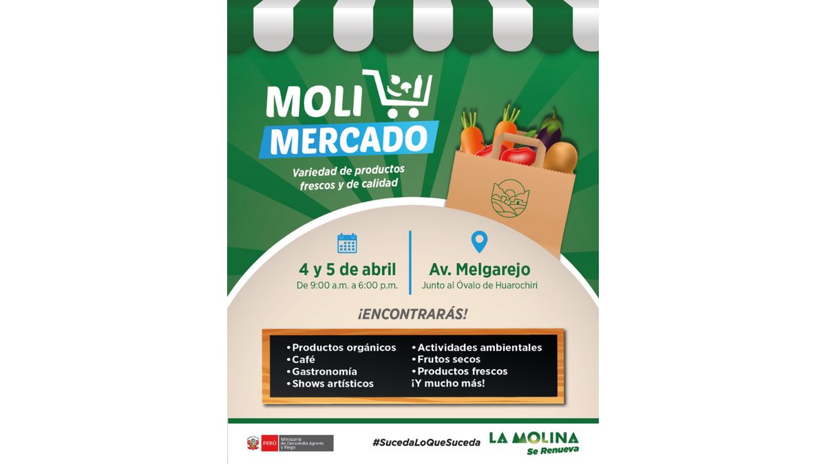 Fotografía publicada por la Municipalidad de La Molina con el comunicado "ALIMENTOS DE PRIMERA NECESIDAD A PRECIOS DE MAYORISTA"