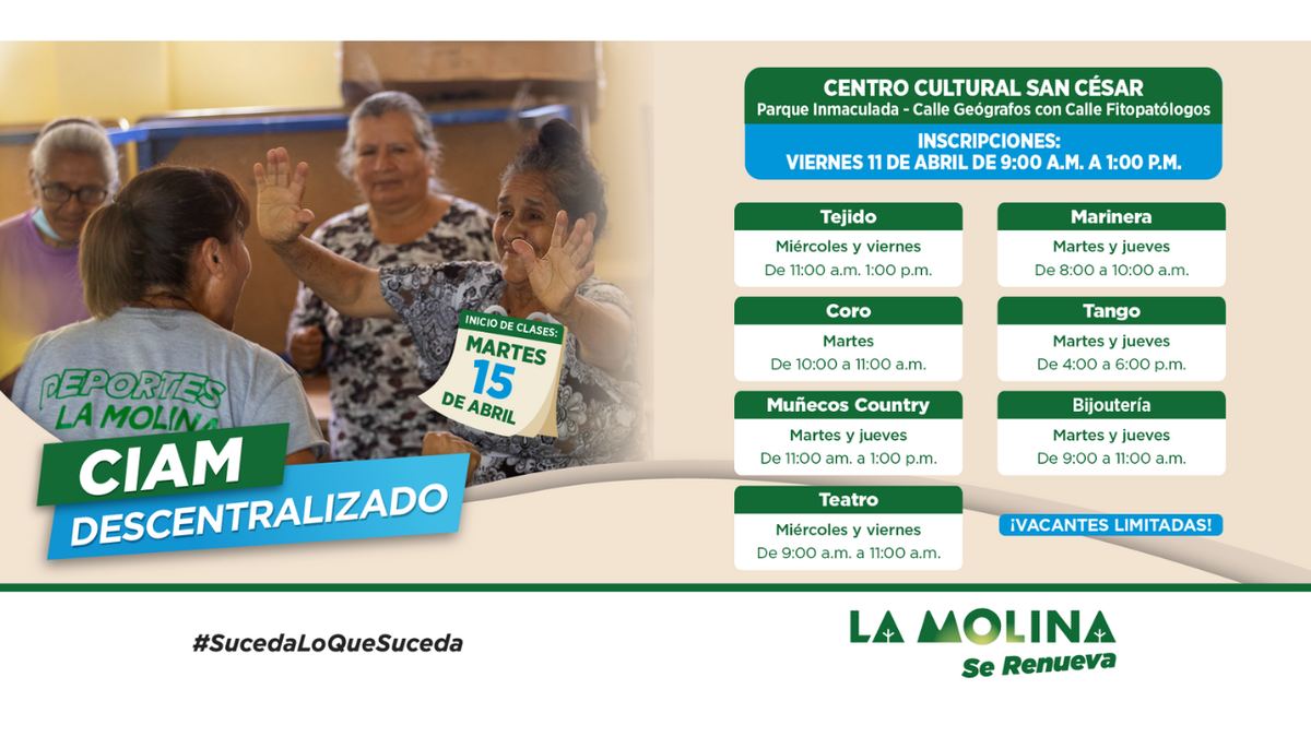 Fotografía publicada por la Municipalidad de La Molina con el comunicado "MUNICIPALIDAD DE LA MOLINA ABRE QUINTO LOCAL DE CIAM DESCENTRALIZADO"